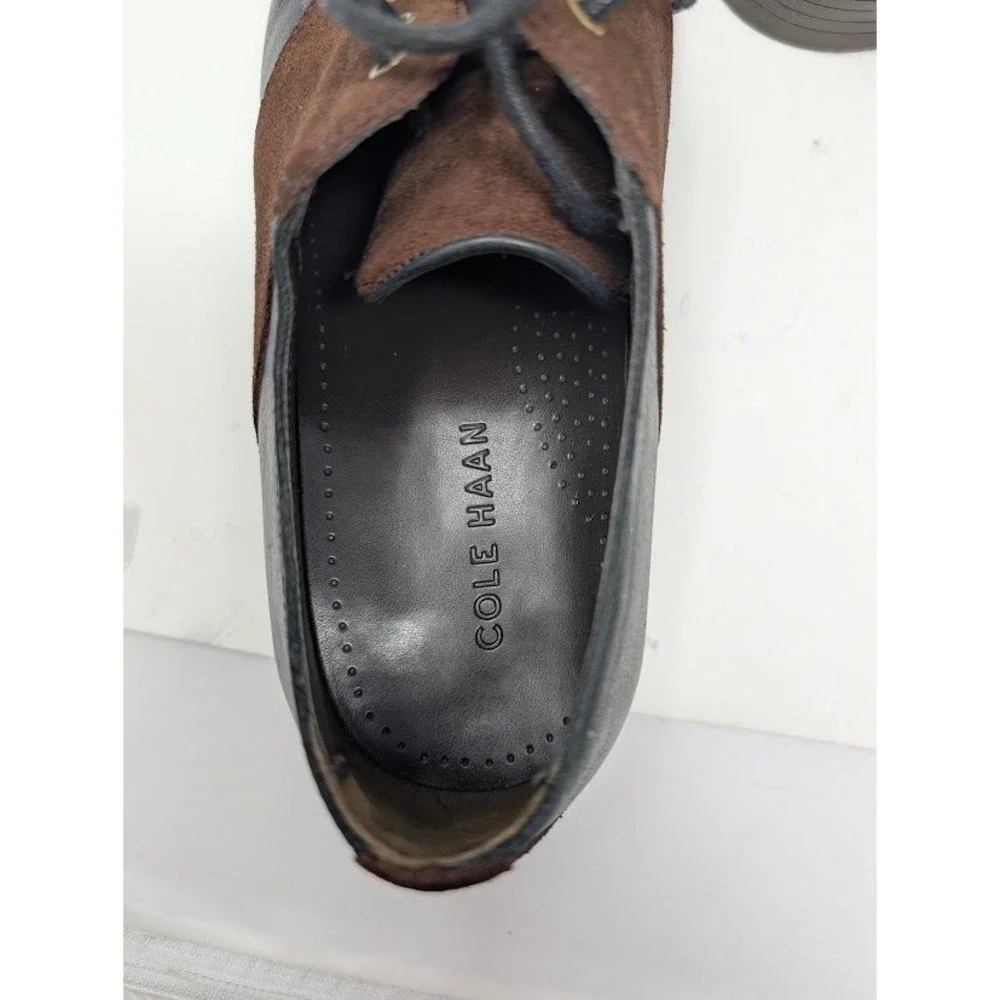 Cole Haan Wingtip Saddle Oxford Dress Shoes Black Brown Leather Suede Men's 9.5